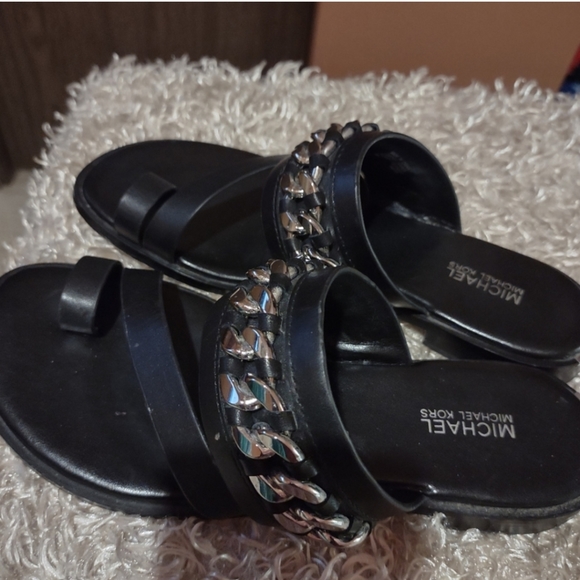 Michael Kors Bergen chain toe ring slide leather sandal - Picture 4 of 8